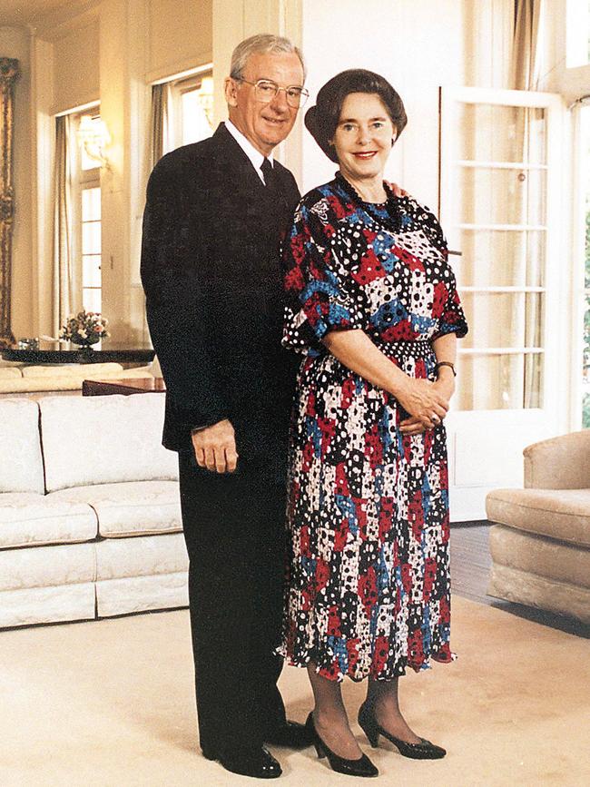 Hayden with his wife Dallas at Government House in Canberra.