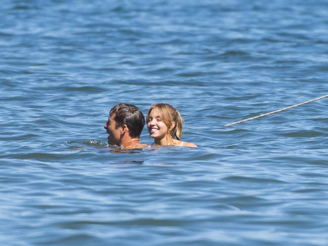 The Hollywood stars went for a dip. Picture: Matrix Media Group