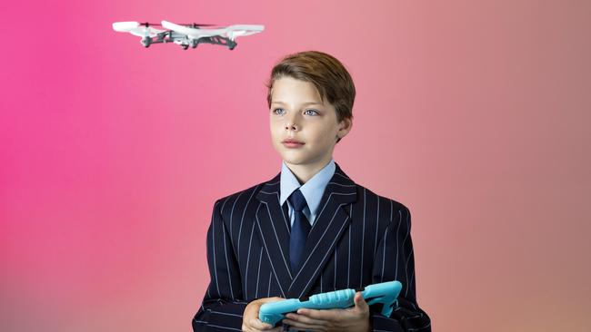 Year 5 Technologies student Kyan Dotta a Parrot drone at Sheldon College. Picture: Richard Walker