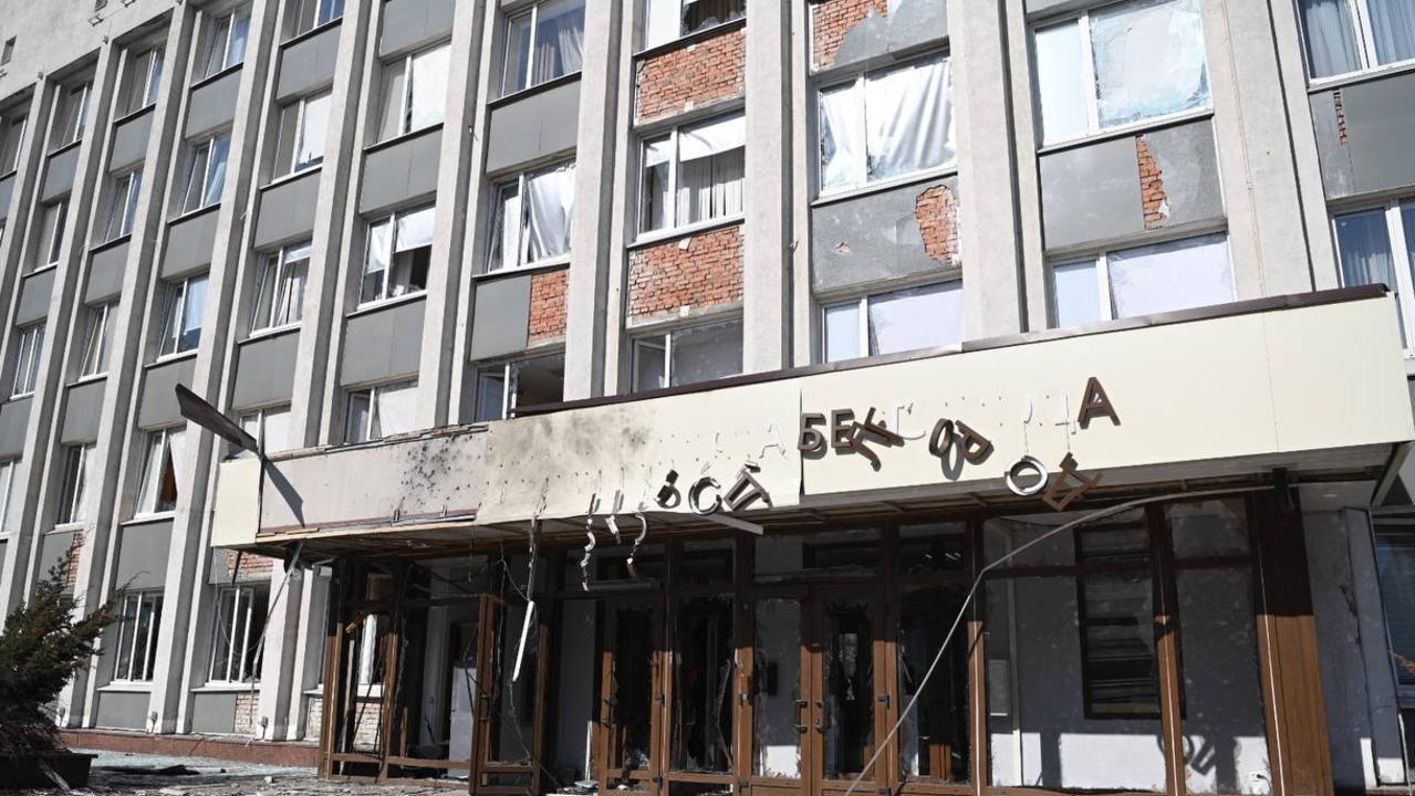 Belgorod city hall was hit by a drone attack. Picture: Handout / Telegram / @v_v_demidov / AFP