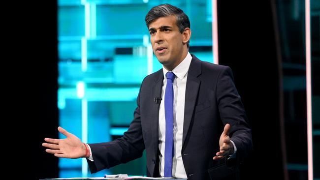 Prime Minister and Conservative Party leader Rishi Sunak during the first head-to-head debate of the British general election. Picture: ITV via Getty Images.