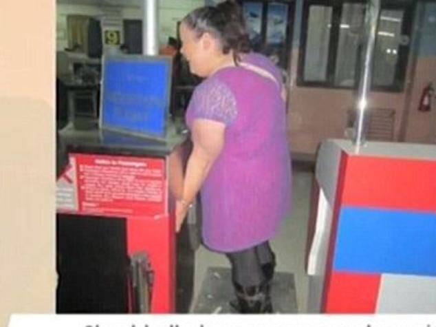 Lisa Riley weighed before boarding a plane