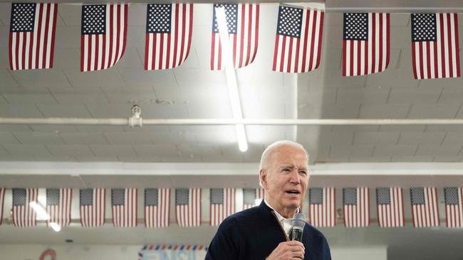 Joe Biden during a campaign field office opening in Manchester, New Hampshire. Picture: Brendan Smialowski/AFP