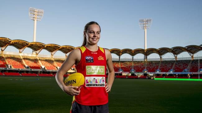 The Suns AFLW side have made history and become the first team from the club to qualify for finals. Suns AFLW foundation player Charlotte Hammans. Picture: Jerad Williams