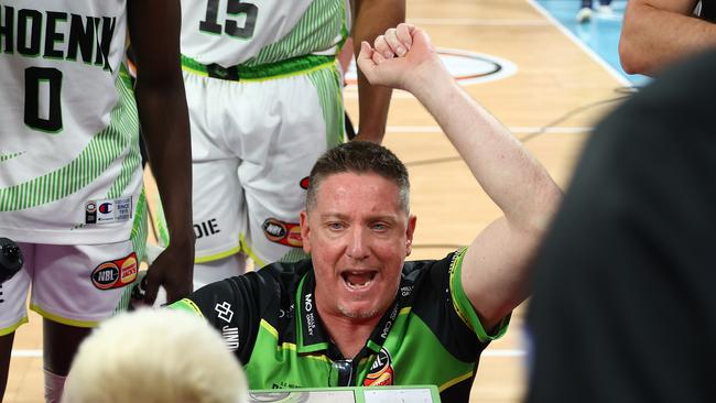 South East Melbourne Phoenix Head Coach Simon Mitchell could be raising a future NBL or NBA star. Picture: Getty Images