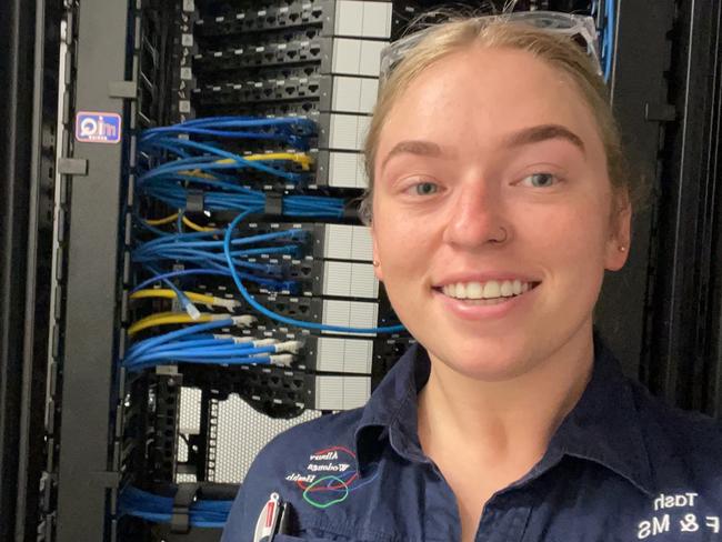 Apprentice electrician Natasha Martin wishes she hadn’t stressed so much in Year 12. Picture: Supplied