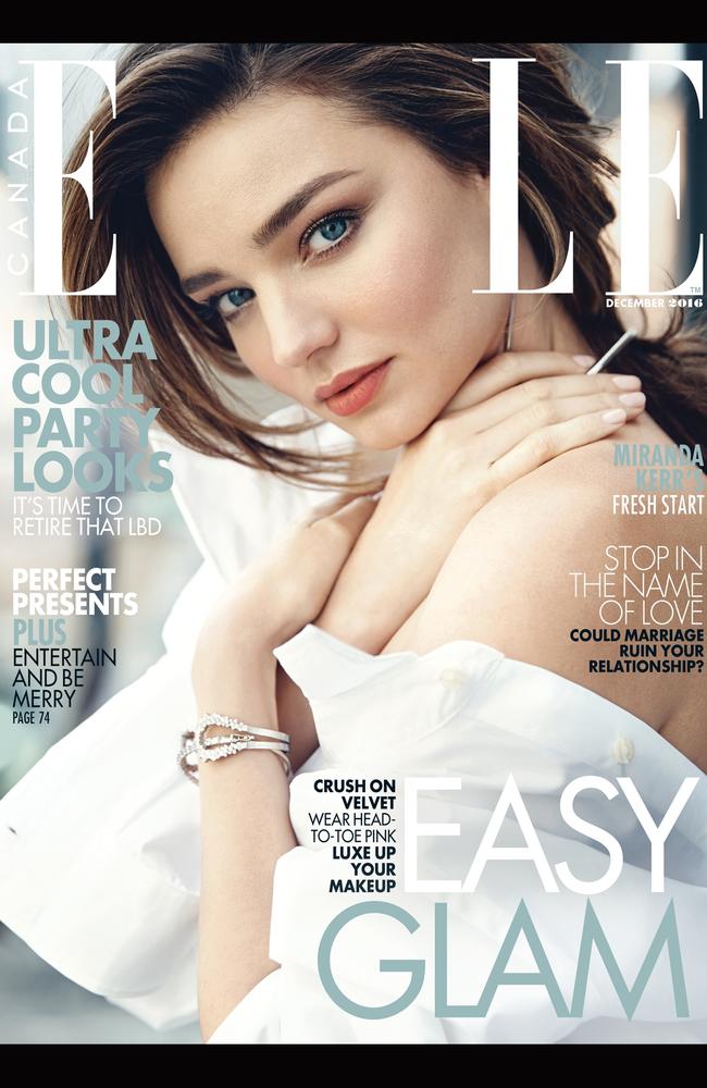 Miranda Kerr for the December issue of Elle Canada. Picture: ellecanada.com