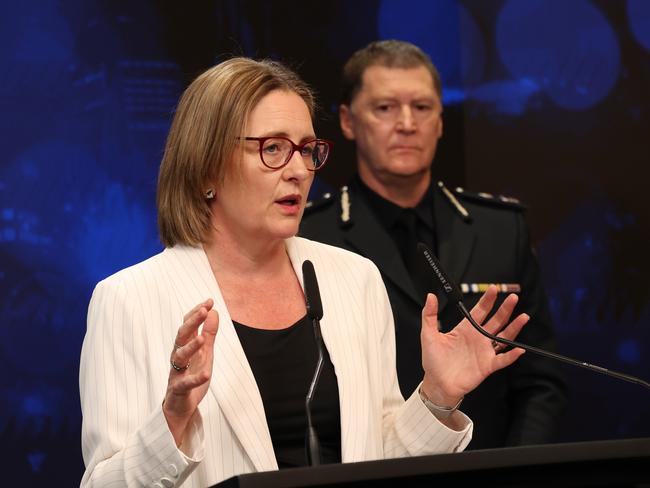 Ms Allan, who faced some criticism for not attending a vigil held at the synagogue on Sunday, last week pledged $100,000 to help rebuild it. Picture: David Caird