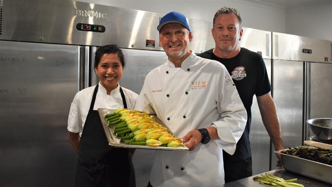 Halley Phung, Matt Golinski and Glen Barratt prepping the Headricks Lane kitchen.