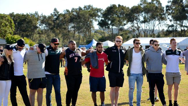 The Warringah Rats family at a tribute to Lachlan Ward. Picture: Troy Snook