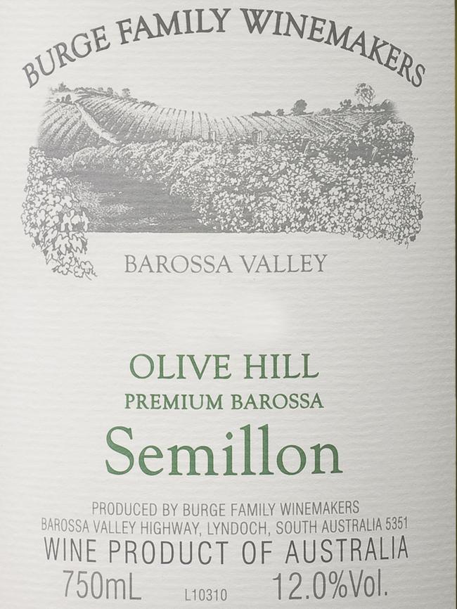 Burge Family Winemakers Olive Hill Semillon