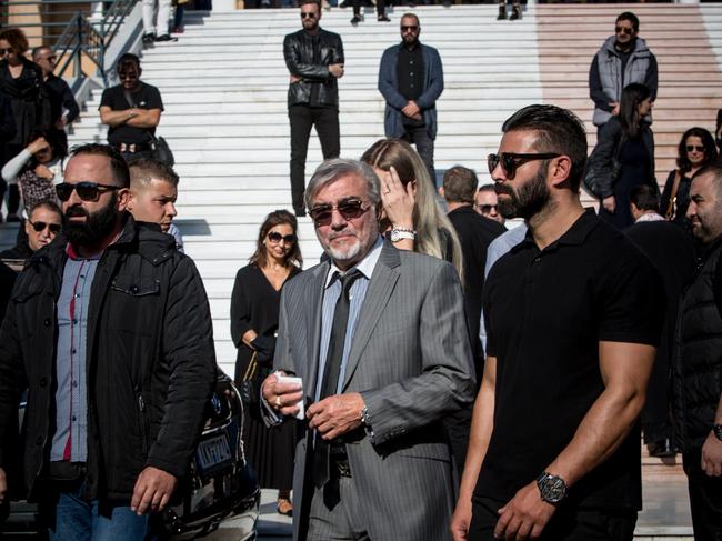 Stelios held a tissue as he wiped tears following the emotional service. Picture: Angelos Christofilopoulos/News Corp Australia