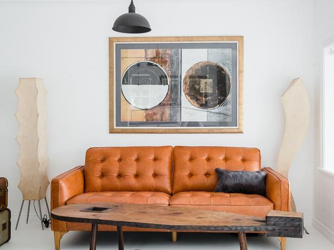 The stylish lounge area in the Cloud River Farm guest house. Picture: Naomi Sherman.