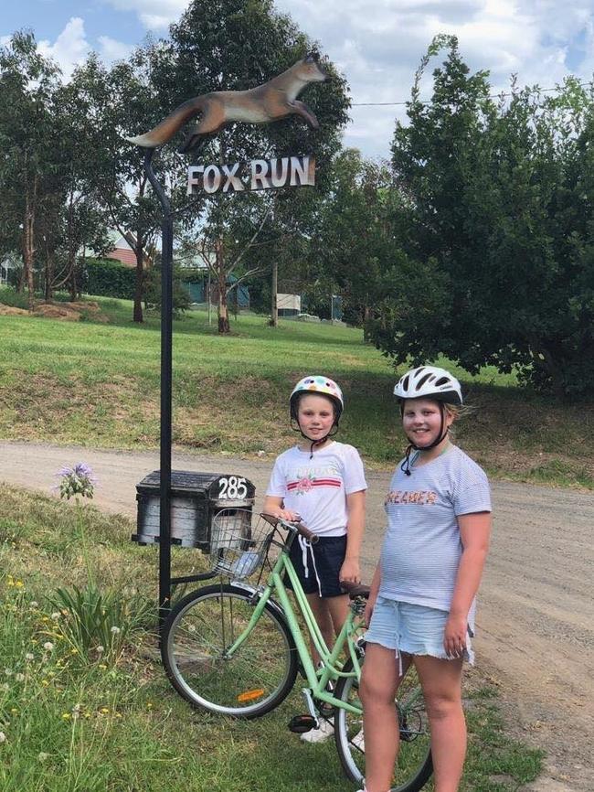 Images posted on PM Scott Morrison's daughters on a bike ride. 