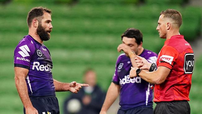 Cameron Smith only has one referee to argue with since the NRL’s return