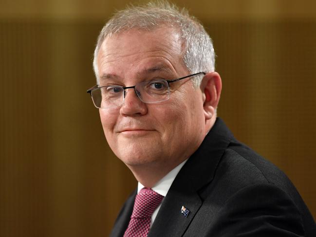 SYDNEY, AUSTRALIA - NewsWire Photos JUNE, 08, 2021: Prime Minister Scott Morrison speaks to media at the Commonwealth Parliamentary Offices in Sydney. Picture: NCA NewsWire/Joel Carrett