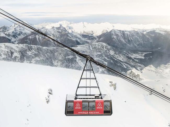 Apartment in a cable car dangling over a French ski resort.