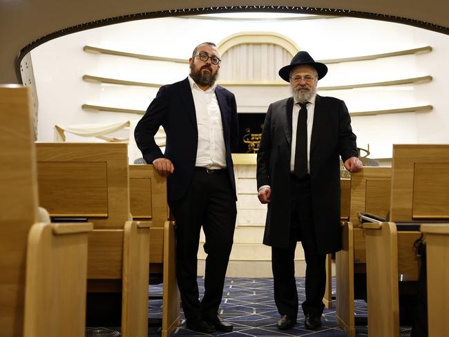 Rabbi Yehoram Ulman, chief rabbi of the Chabad of Bondi synagogue (right) and Rabbi Eli Schlanger, assistant rabbi at their new synagogue in Bondi. Picture: Jonathan Ng