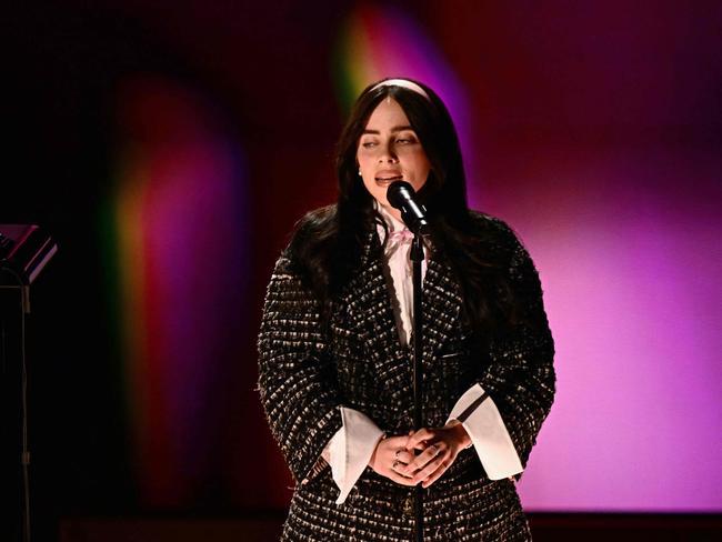 US singer-songwriter Billie Eilish appeared emotional. Picture: AFP