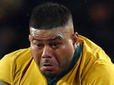 AUCKLAND, NEW ZEALAND - AUGUST 17: Tolu Latu in action for Australia during The Rugby Championship and Bledisloe Cup Test match between the New Zealand All Blacks and the Australian Wallabies at Eden Park on August 17, 2019 in Auckland, New Zealand. (Photo by Renee McKay/Getty Images)