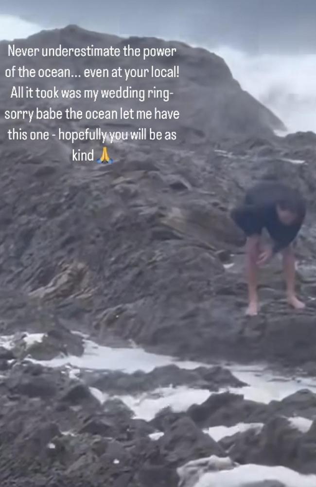 Australian surfer Joel Parkinson shares video of him losing his wedding ring in rough surf on the Gold Coast