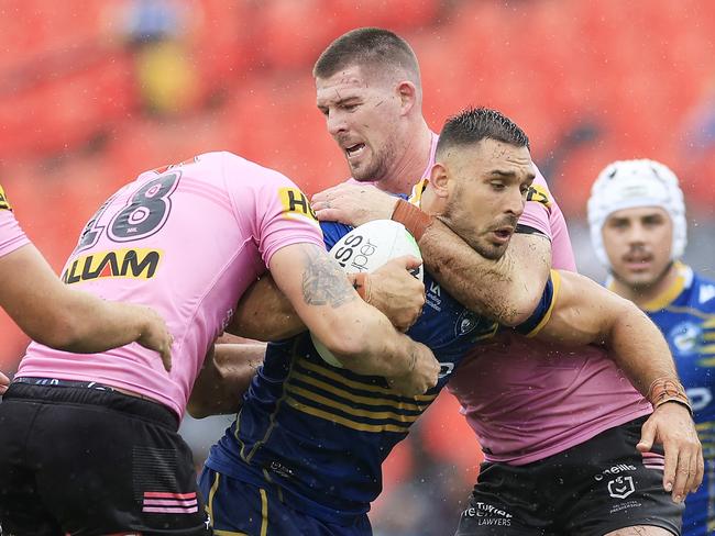 Ryan Matterson trialled in the middle for the Eels in the absence of Nathan Brown. Picture: Mark Evans/Getty Images