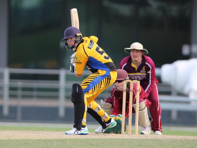 Norths Aidan Firman batting against Atherton in Cricket Far North's first grade at Cazalys Stadium. Picture: Jake Garland