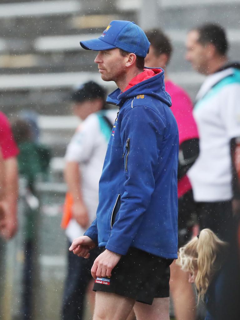 Nick Doyle Huonville Lions coach. Huonville Lions V Cygnet seniors. SFL grand finals at North Hobart Oval. Picture: Nikki Davis-Jones