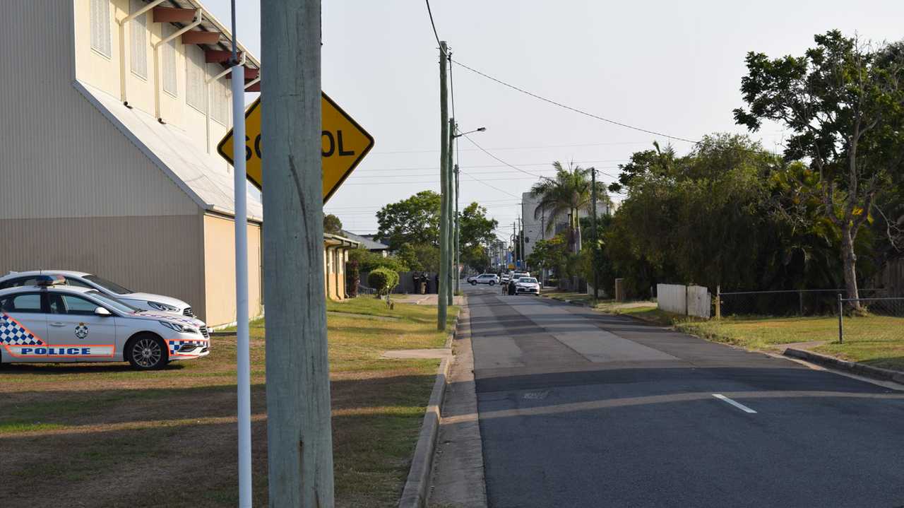 Maryborough's Adelaide Lane between Ann and Albert sts is in the middle of an alleged siege. Streets surrounding the lane have been blocked off by police. Picture: Boni Holmes