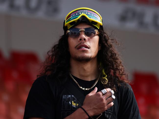 PENRITH, AUSTRALIA - OCTOBER 02: Jarome Luai of the Panthers greets fans during the Penrith Panthers NRL Grand Final celebrations at BlueBet Stadium on October 02, 2023 in Penrith, Australia. (Photo by Jenny Evans/Getty Images)