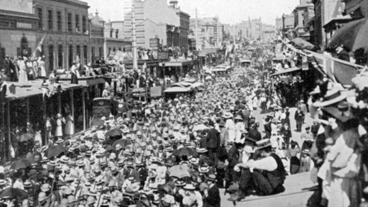 A parade in Sydney for troops leaving for the Boer War, which began on this day in 1899.