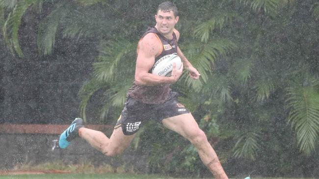 Corey Oates at Broncos training at Red Hill. Photo: Peter Wallis