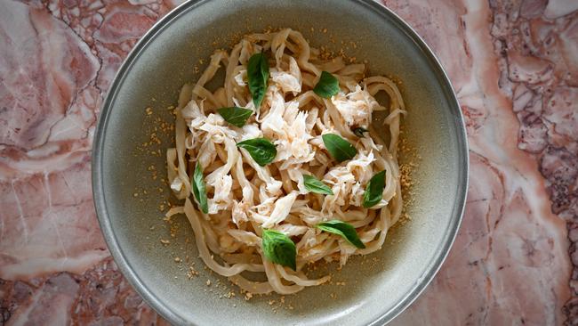 Spanner crab and hand-rolled noodles at Supernormal Brisbane.