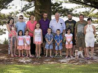 SORELY MISSED: Bill Twigg (centre) surrounded by close friends.  Mr Twigg died in a car   crash  on New Year's Day. Picture: Ballard Photography