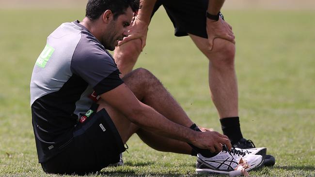 Daniel Wells at Collingwood training last week. Picture: Wayne Ludbey