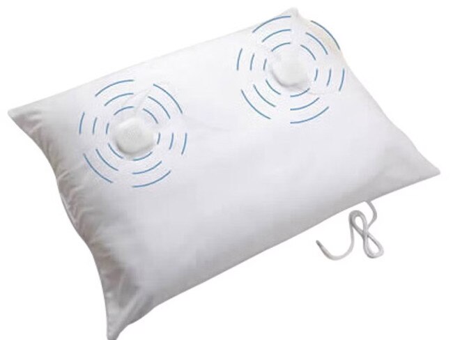 EMBARGO FOR TWAM, 26 OCTOBER 2024. FEE MAY APPLY. Sound Oasis Sleep Therapy Audio Pillow with Speakers. Photo: Supplied