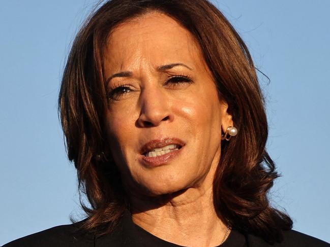 CHARLOTTE, NORTH CAROLINA - OCTOBER 05: Democratic presidential nominee, Vice President Kamala Harris speaks to the media before boarding Air Force Two after assessing the Hurricane Helene recovery response in North Carolina on October 5, 2024 in Charlotte, North Carolina. Harris was briefed on recovery operations at the Charlotte Air National Guard Base, visited a donation drop-off site for storm victims and met with impacted families. According to the Vice Presidentâs office, 74 percent of people who lost electricity during the storm now have power restored.   Mario Tama/Getty Images/AFP (Photo by MARIO TAMA / GETTY IMAGES NORTH AMERICA / Getty Images via AFP)