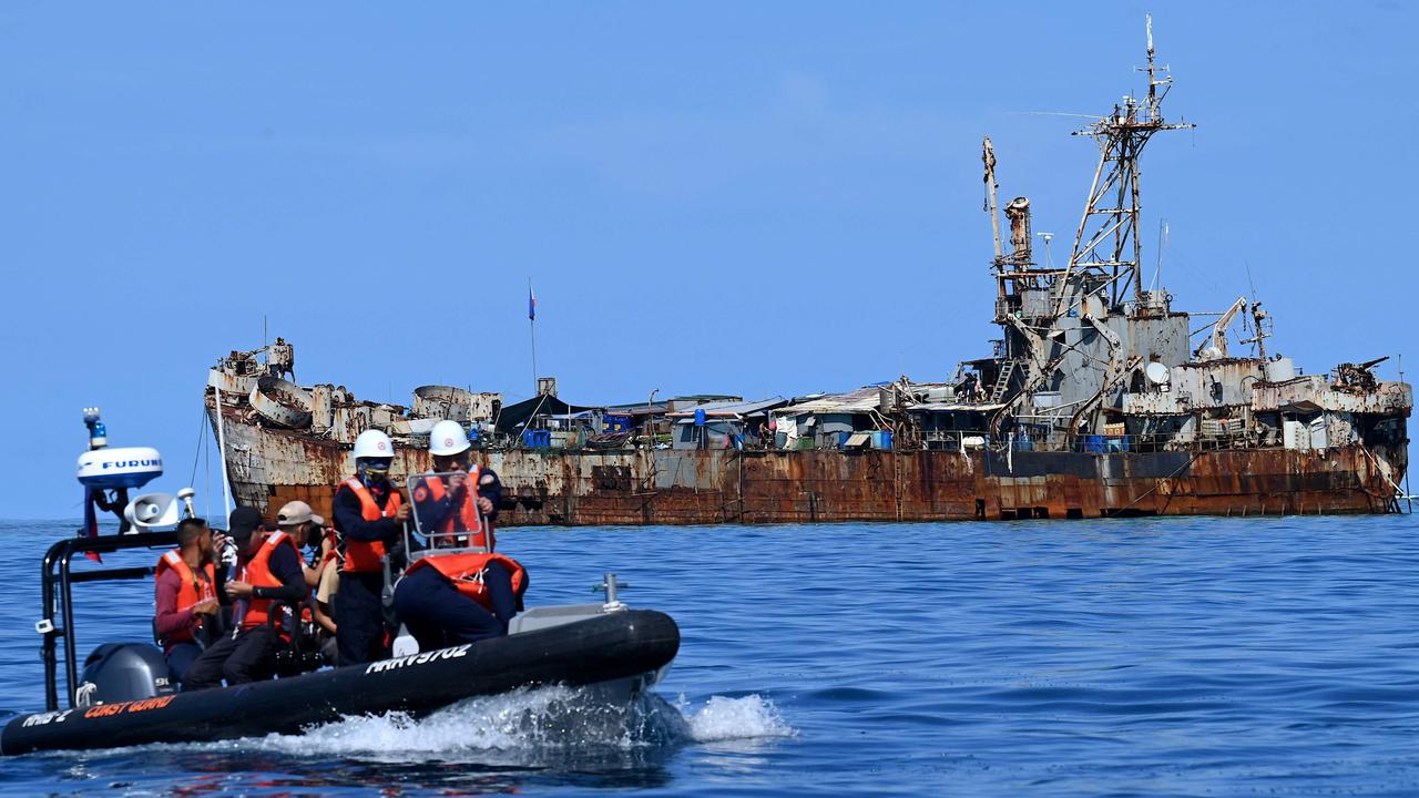 The BRP Sierra Madre docked at Second Thomas Shoal in the disputed South China Sea. Picture: Jam Sta Rosa / AFP