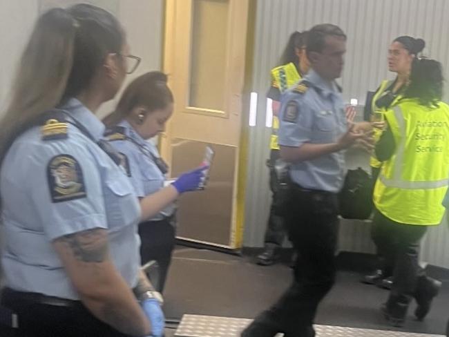 There were several emergency service crews on site as shocked passengers exited the plane in Auckland. Picture: Supplied/Brian Jokat