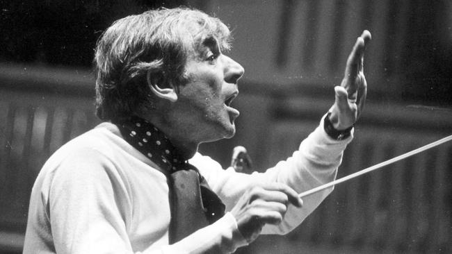 US composer &amp; conductor Leonard Bernstein in 1975