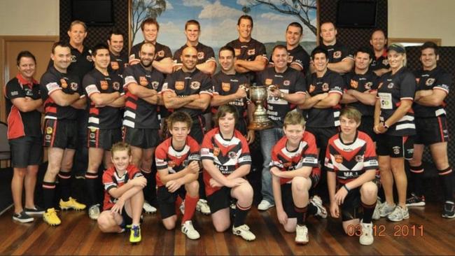 Oakdale Workers, Group 6 premiers 2011. Back row (L to R): Peter Macbeth (president), Gavin Philps, Sam Conlon, Graeme Martin, Matt Macbeth, Bart Masters, David Lowe, David Arthur (assistant coach). Middle row: Adam O’Brien (assistant coach), Tom Casey, Kyle Weh, Matt McCauley, Ronald Jones, Todd Pes (capt), Brendon Reeves (head coach), Nick Crouch, Ty O’Brien, Mandy Macbeth (trainer), Lachlan Gray. Ball boys: Emmitt Carlile, Luke Dewberry, Mackenzie Broadhead, Mark Jenson, Jacob Dewberry. Picture: Oakdale Workers