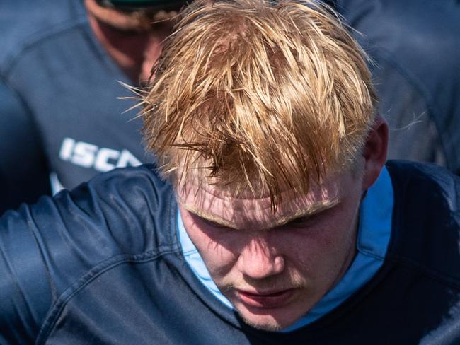 20th September 2022. News Local. SportDaceyville, Sydney, NSW, Australia.Pics by Julian Andrews.Rugby Union Action from the NSW Waratahs Under 18 team v Melbourne Rebels.Picture shows:WaratahÃs player(s):  Prop and multi try scorer Jack BarrettRebels player(s):