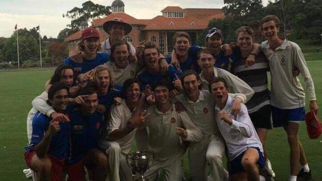 Scotch College celebrate their 2019 APS cricket premiership. (Picture: Supplied)