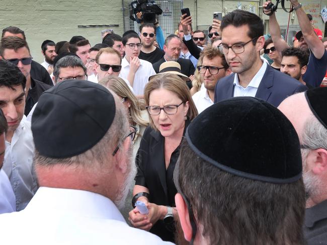 Premier Jacinta Allan was heckled as she addressed a worried Jewish community. Picture: David Caird