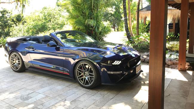 The V8 Mustang convertible in tropical north Queensland. Picture: Penny Hunter