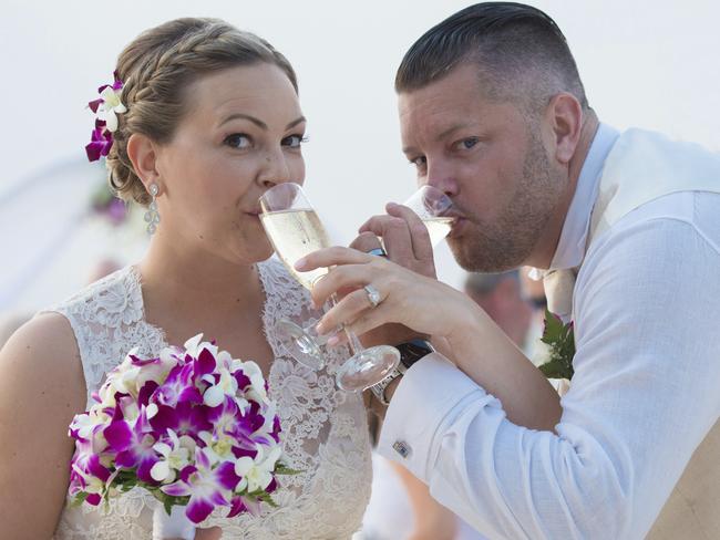 No, not champas. Sip on water first thing on your wedding day is the advice from a “recent nutritionist bride”. Picture: iStock.