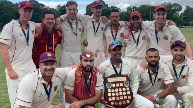 North Balwyn celebrates its ECA Dunstan Shield premiership in 2019-20. Picture: Facebook