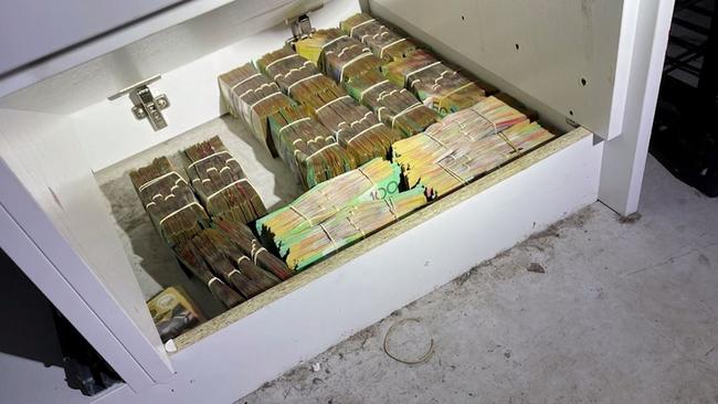 The cash police allegedly found at Gall’s workplace. Picture: Queensland Police Service.