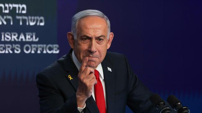 Israeli Prime Minister Benjamin Netanyahu is being wedged on one side between growing calls by Israel’s allies and ordinary Israelis to end the war and on the other by the right-wing nationalists in his coalition who want him to continue. Picture: AFP