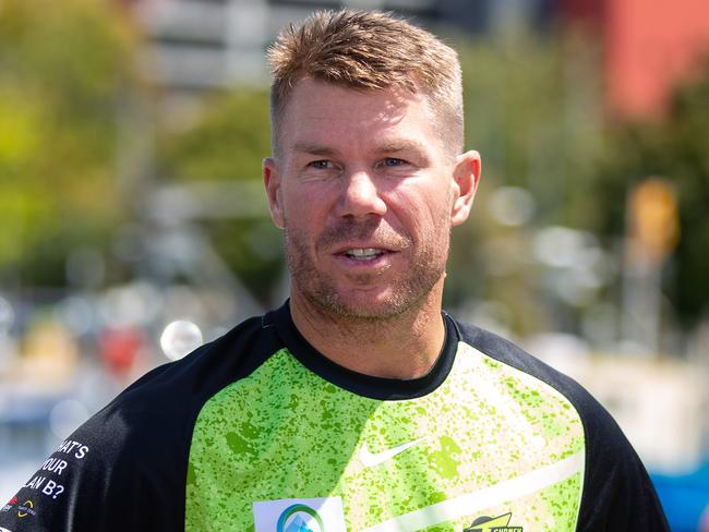 Sydney Thunder captain David Warner in Hobart ahead of the BBL Final.Picture: Linda Higginson.